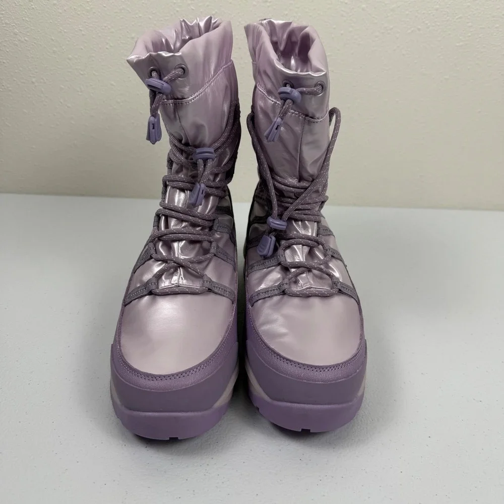 Lands End Womens Purple‎ Puffer Lace Up Winter Snow Boots Size 7M US